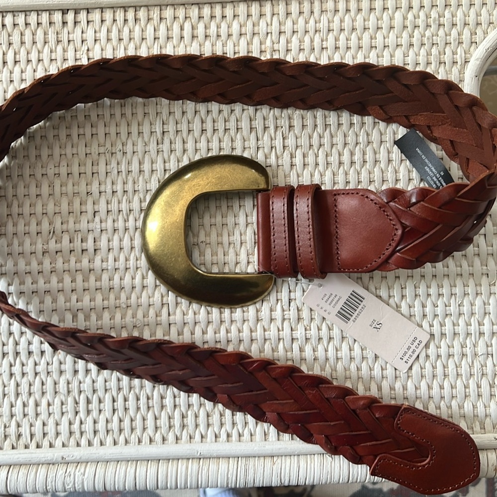 Cognac brown braided belt Anthropologie XS